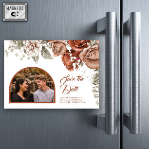 Invitation Magnétique Arc de Mariage floral en terre cuite Photo Enregis