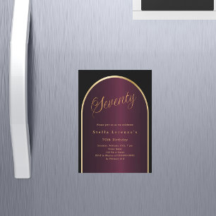 Invitation Magnétique Arc d'or bordeaux noir luxe 70e anniversaire