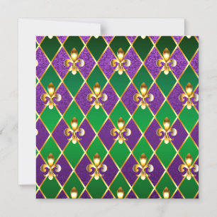 Invitation Magnétique Arrière - plan de bijoux Mardi Gras