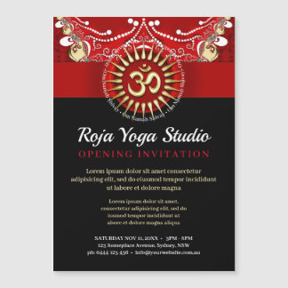 Invitation Magnétique Atelier de Yoga Nouveau Âge Or Rouge OM Noir