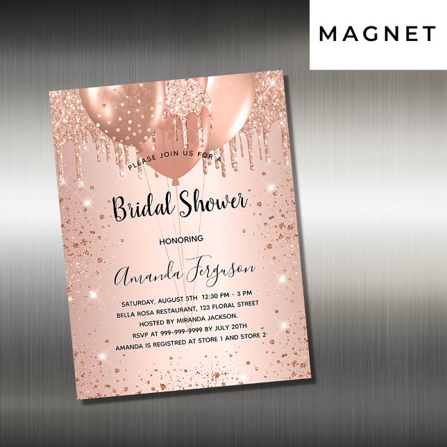 Invitation magnétique avec ballons rose gold pour  (Créateur téléchargé)