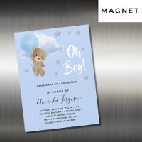 Baby shower garçon ours en peluche bleu étoiles lu