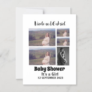 Invitation Magnétique Baby shower personnalisé 5 Collage photo