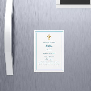 Invitation Magnétique Baptême bleu clair