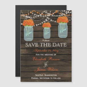 Invitation Magnétique Barne bois mâcher jarres fleurs orange enregistrer