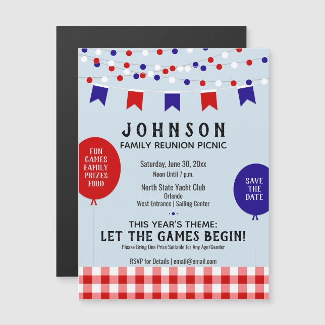Invitation Magnétique BBQ ・ Barbecue ・ Réunion ・ Anniversaire | Pique-ni (Devant / Derrière)