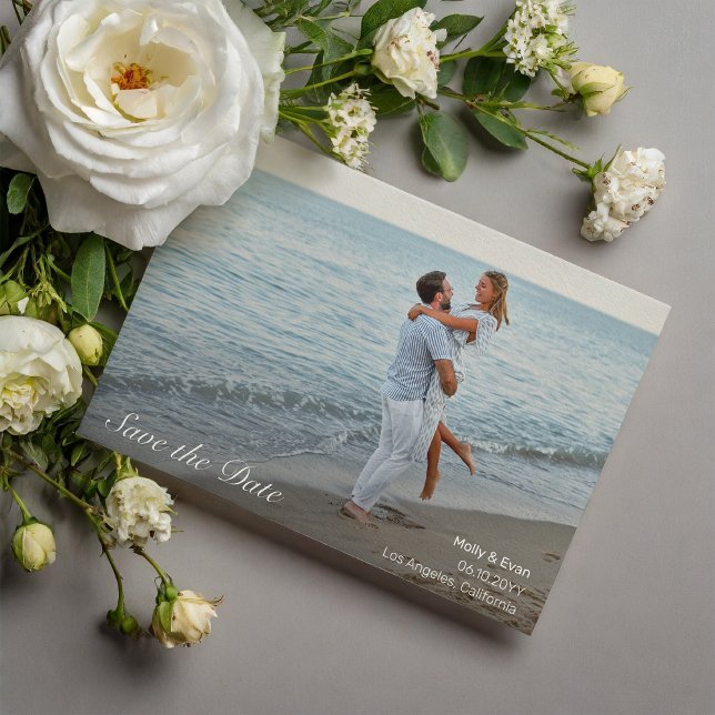 Invitation Magnétique Beach Romance Photo Wedding Enregistrer la date (Créateur téléchargé)