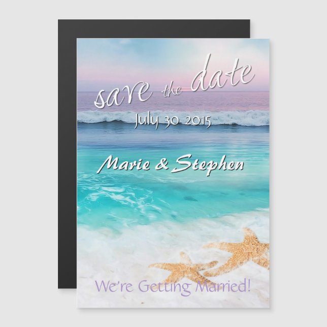 Invitation Magnétique BEAU LEVER TROPICAL OCEAN SLEVER la date (Devant / Derrière)