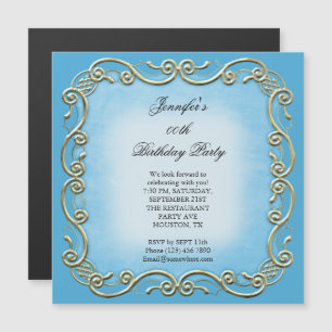 Invitation Magnétique Belle fête d'anniversaire de défilement Antique Bl