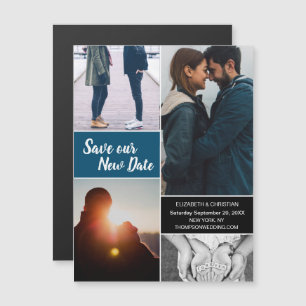 Invitation Magnétique Bleu Enregistrer notre nouvelle photo Modifier la 