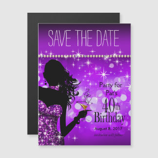 Invitation Magnétique Bling Bombshell Sparkle Enregistrer la date| pourp