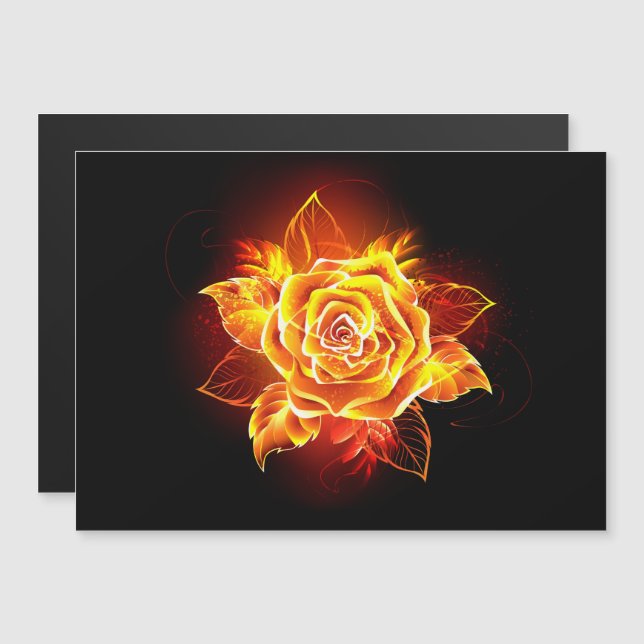 Invitation Magnétique Blooming Fire Rose (Devant / Derrière)