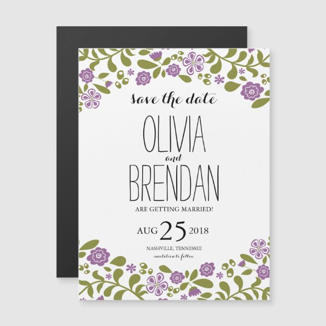 Invitation Magnétique Blossoms fleurs sauvages | Enregistrer la date (Devant / Derrière)