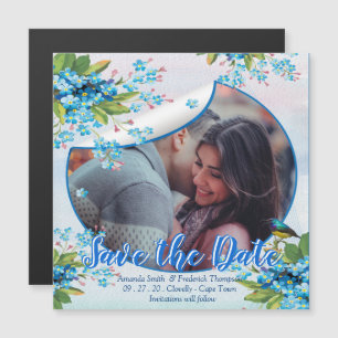 Invitation Magnétique Blue Forget-me-not Flower Enregistrer les dates An