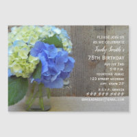 Blue Hydrangea Barnwood Mason Jar Mature Anniversa