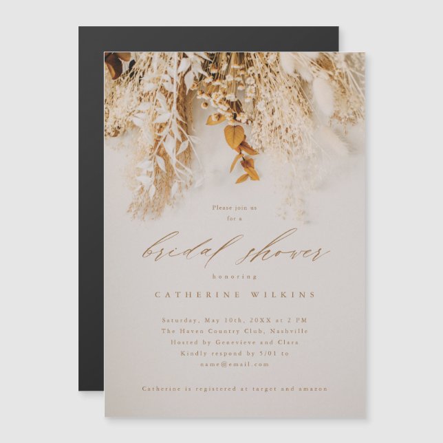 Invitation Magnétique Boho Fall Flowers Mariage Fête des mariées (Devant / Derrière)