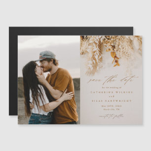 Invitation Magnétique Boho Fall Flowers Photo Wedding Enregistrer La Dat