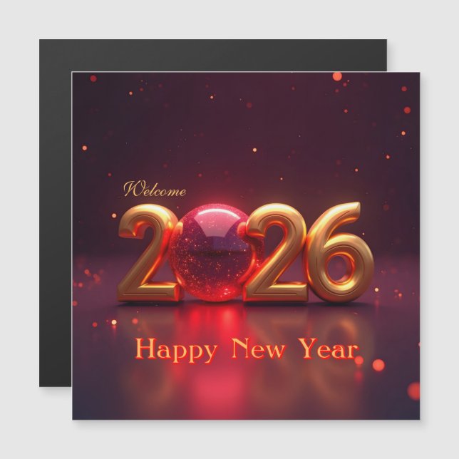 Invitation Magnétique Bonne année 2026 (Devant / Derrière)
