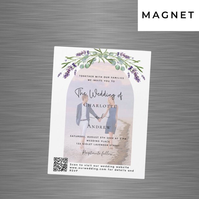 Invitation Magnétique Bouteilles en arche de lavande QR RSVP mariage de  (Créateur téléchargé)