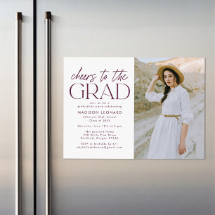 Invitation Magnétique Bravo à la Grad Purple Photo Graduation Party