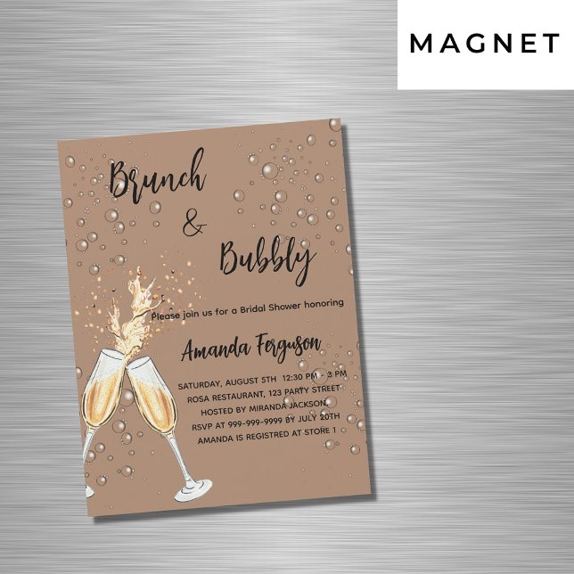 Invitation Magnétique Brunch Bubbly bulles de Fête des mariées latte lux (Créateur téléchargé)