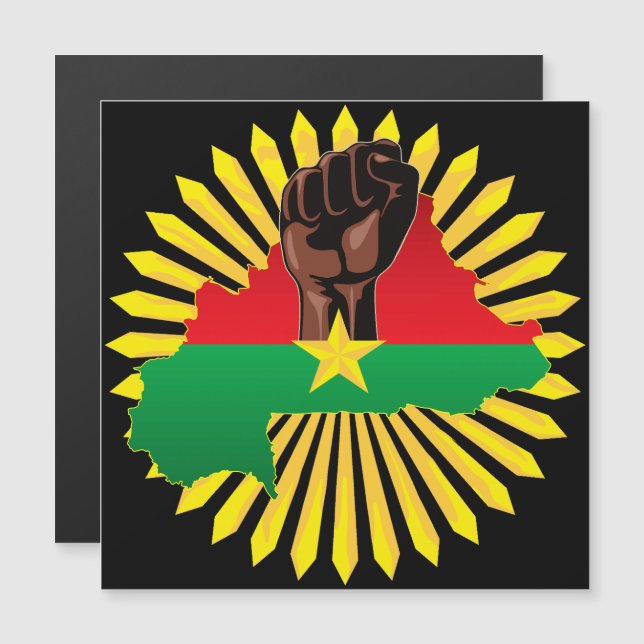 Invitation Magnétique Burkina Faso Carte, drapeau et première révolution (Devant / Derrière)