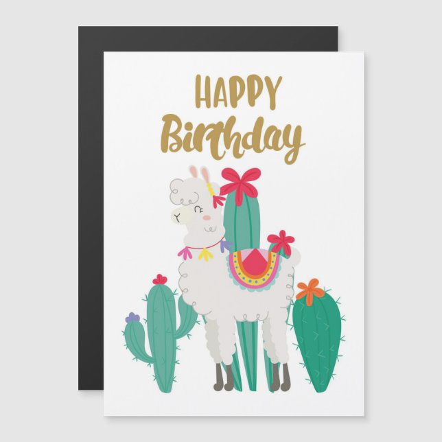 Invitation Magnétique Cactus Joyeux anniversaire (Devant / Derrière)