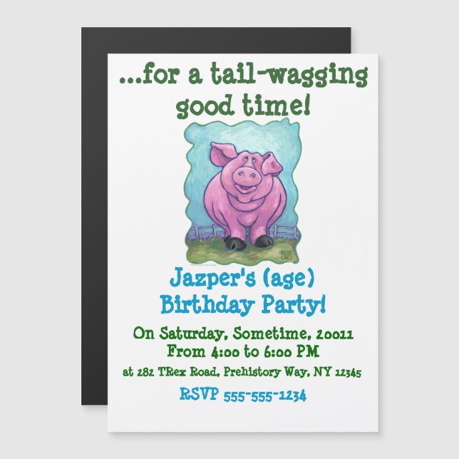 Invitation Magnétique Cadeaux et accessoires de cochon (Devant / Derrière)