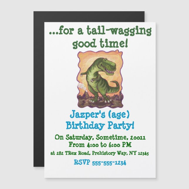 Invitation Magnétique Cadeaux et accessoires Tyrannosaurus (Devant / Derrière)