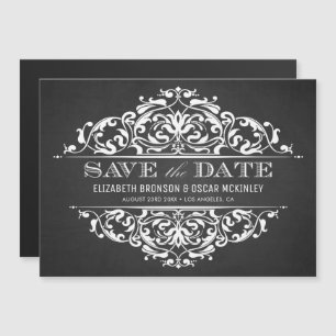 Invitation Magnétique Cadre vintage tableau noir avec fioritures pour an