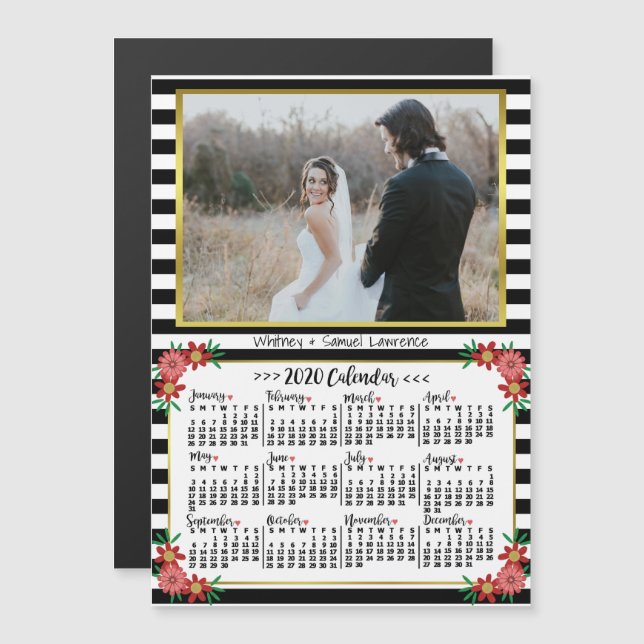 Invitation Magnétique Calendrier 2020 (Voir la description pour la nouve (Devant / Derrière)