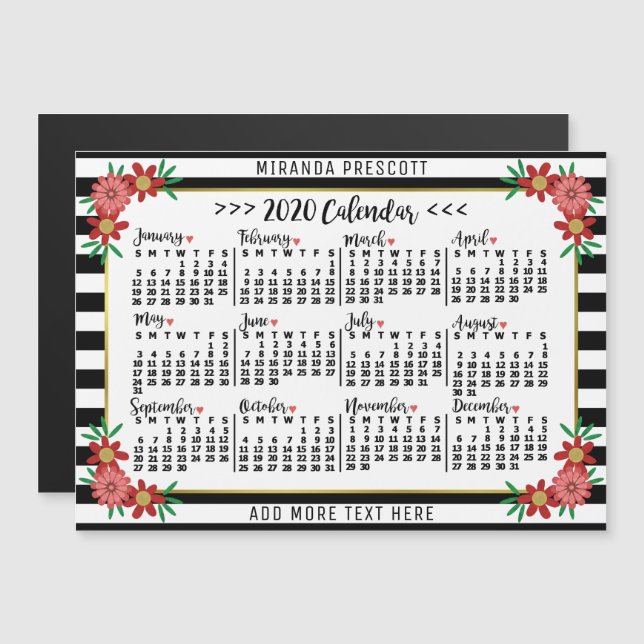Invitation Magnétique Calendrier 2020 (Voir la description pour la nouve (Devant / Derrière)