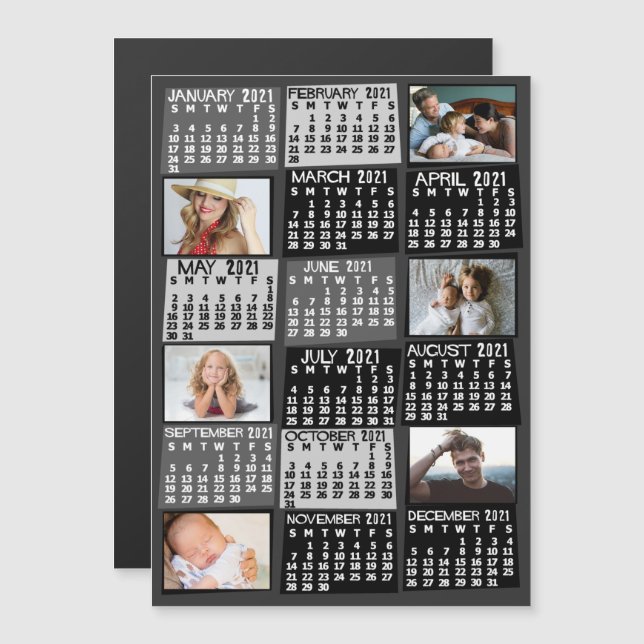 Invitation Magnétique Calendrier 2021 (Voir la description pour la nouve (Devant / Derrière)