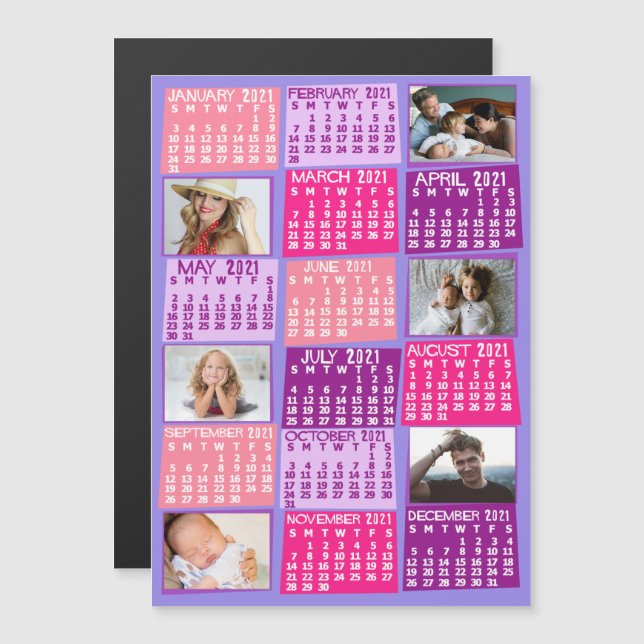Invitation Magnétique Calendrier 2021 (Voir la description pour la nouve (Devant / Derrière)