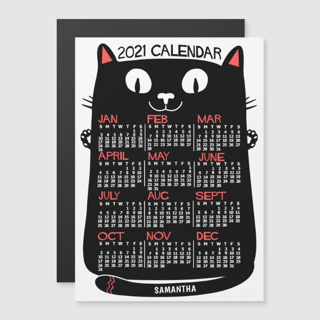 Invitation Magnétique Calendrier 2021 (Voir la description pour la nouve (Devant / Derrière)