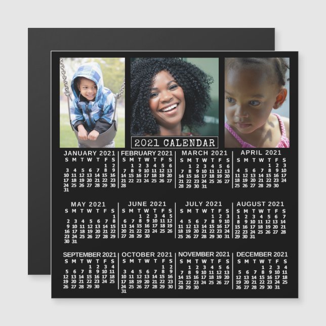Invitation Magnétique Calendrier 2021 (Voir la description pour la nouve (Devant / Derrière)