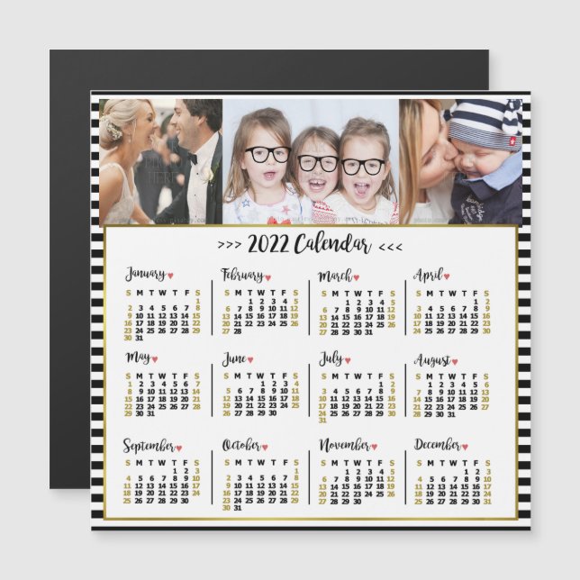 Invitation Magnétique Calendrier 2022 (Voir la description pour la nouve (Devant / Derrière)