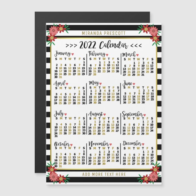 Invitation Magnétique Calendrier 2022 (Voir la description pour la nouve (Devant / Derrière)