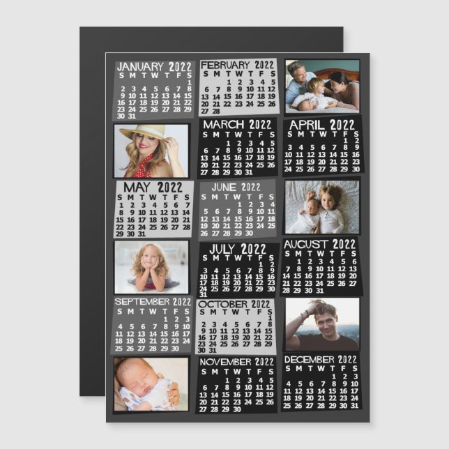 Invitation Magnétique Calendrier 2022 (Voir la description pour la nouve (Devant / Derrière)