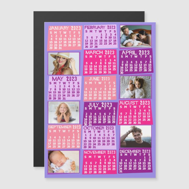 Invitation Magnétique Calendrier 2023 (voir description pour la version  (Devant / Derrière)