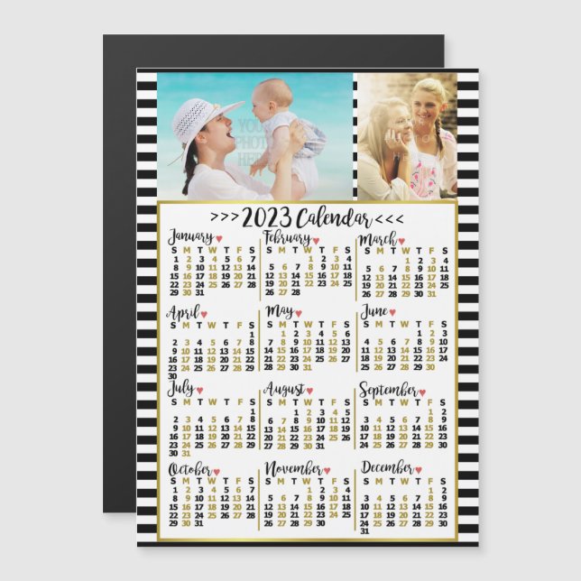 Invitation Magnétique Calendrier 2023 (Voir la description pour la versi (Devant / Derrière)