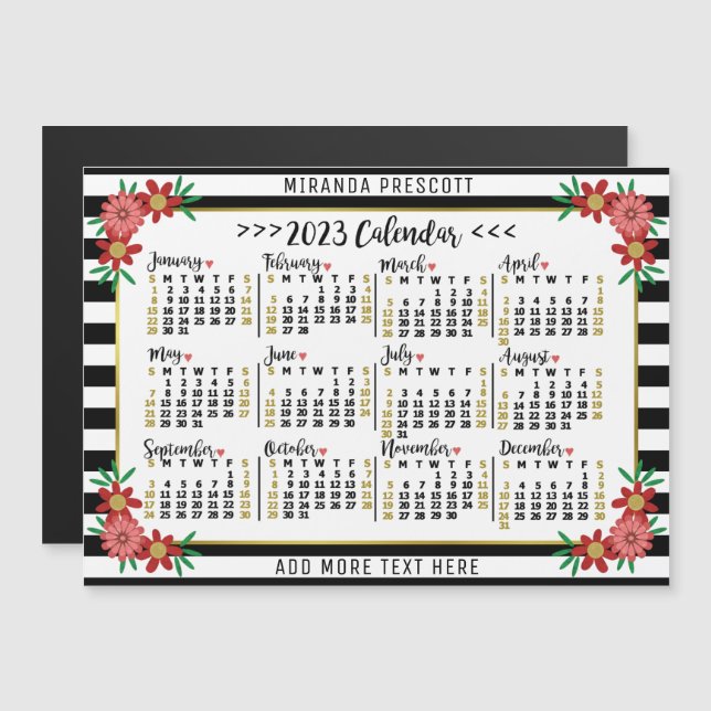 Invitation Magnétique Calendrier 2023 (Voir la description pour la versi (Devant / Derrière)