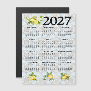 Invitation Magnétique Calendrier 2027 Citrons Italiens Méditerranéen Car