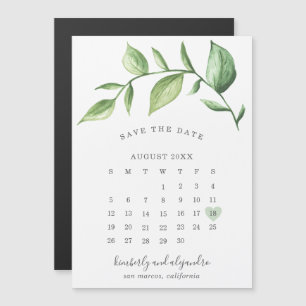 Invitation Magnétique Calendrier de la verdure rustique Enregistrer la d