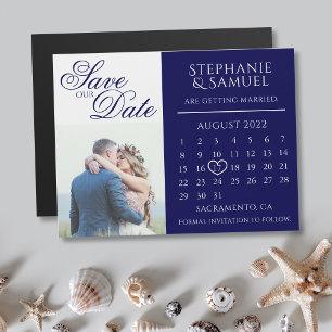 Invitation Magnétique Calendrier des Mariages bleus de la Marine Photo E