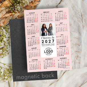 Invitation Magnétique Calendrier magnétique 2027 photo de logo rose tend