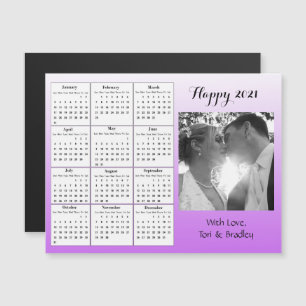 Invitation Magnétique Calendrier Mini 2021 Dégradé Violet Photo de Maria
