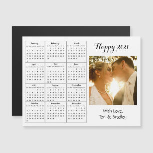 Invitation Magnétique Calendrier Mini Blanc Photo de Mariage 2021