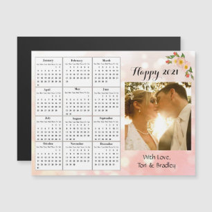 Invitation Magnétique Calendrier Mini Fleur de Corail Photo de Mariage 2