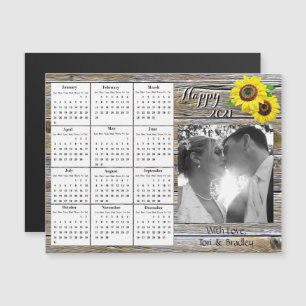 Invitation Magnétique Calendrier Mini Mariage Photo Jaunes Tournesols 20